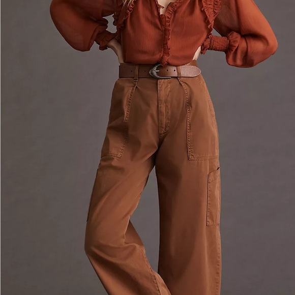 Anthropologie Forever that Girl Fall Harvest Ruffled Rust Red long sleeve Blouse - Picture 3 of 9